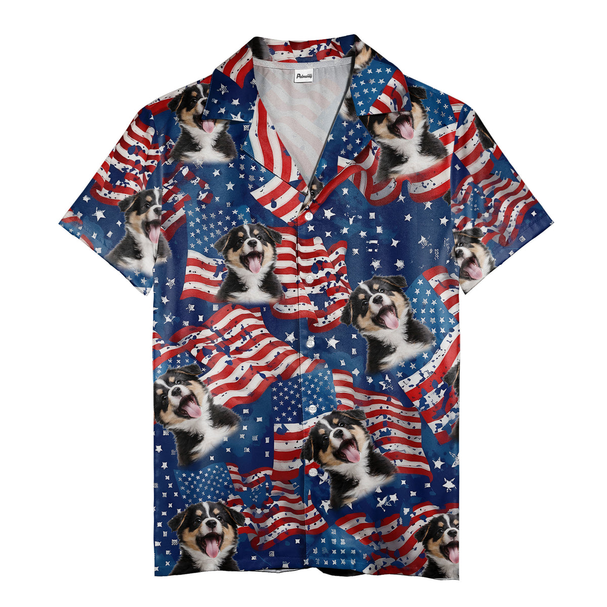 stars stripes puppies custom multi color patriotic puppy hawaiian shirt for dog lovers