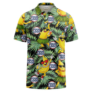 sunglass bananas luau palm leaves polo shirt for men