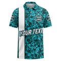 teal watercolor hibiscus & custom logo circle polo shirt