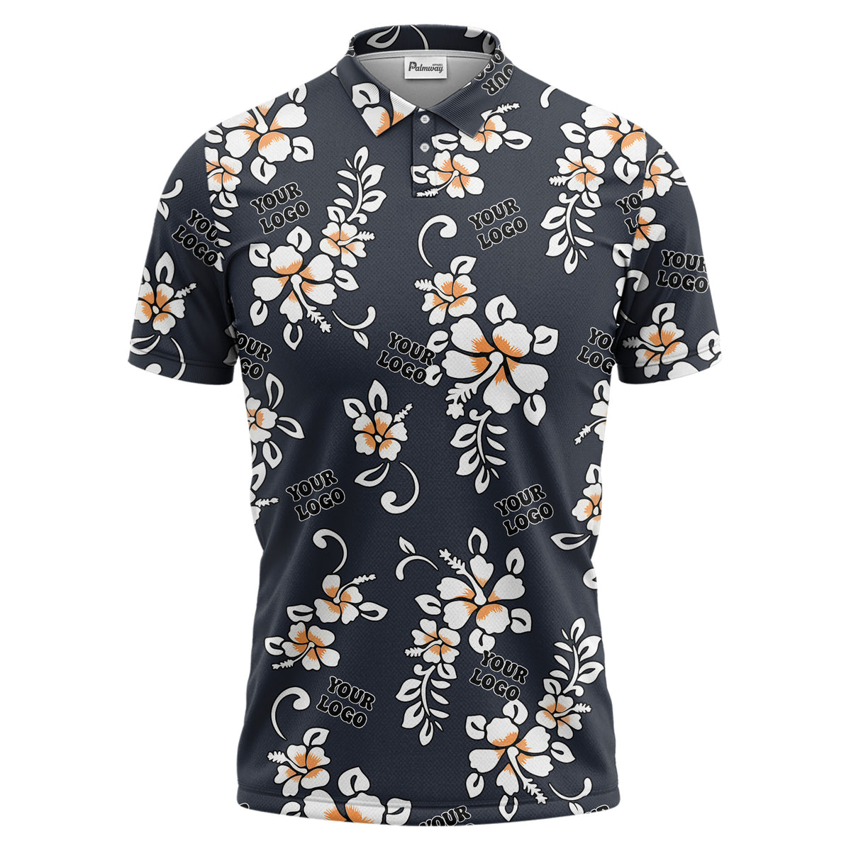 tropical floral hawaiian orange flowers leaves polo shirt for beach getaways
