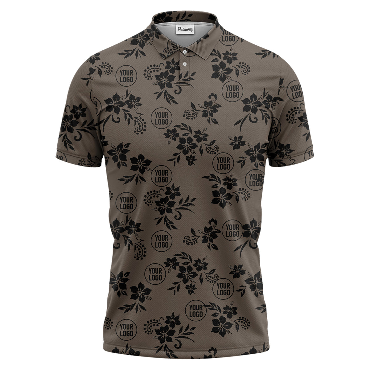 tropical floral leaves & circles polo shirt for island vibes