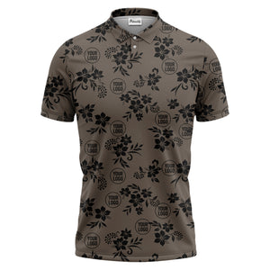 tropical floral leaves & circles polo shirt for island vibes