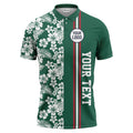 tropical hibiscus palm leaves custom multi color striped golf polo shirt for men