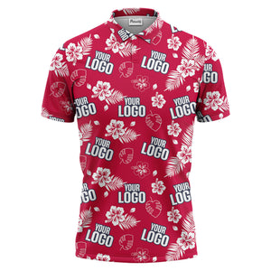 tropical hibiscus polo shirt with custom logo | custom color floral