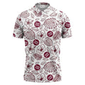 tropical illustrated floral leaves polo shirt for vacation vibes