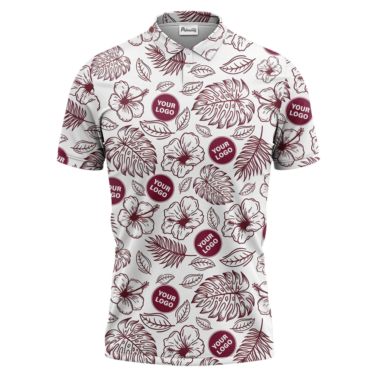 tropical illustrated floral leaves polo shirt for vacation vibes