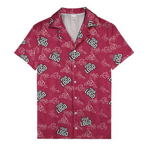 Tropical Red Hibiscus Floral Repeating Polo Shirt For Island Golf Days