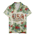 usa freedom aloha hibiscus & roses tropical hawaiian shirt for men