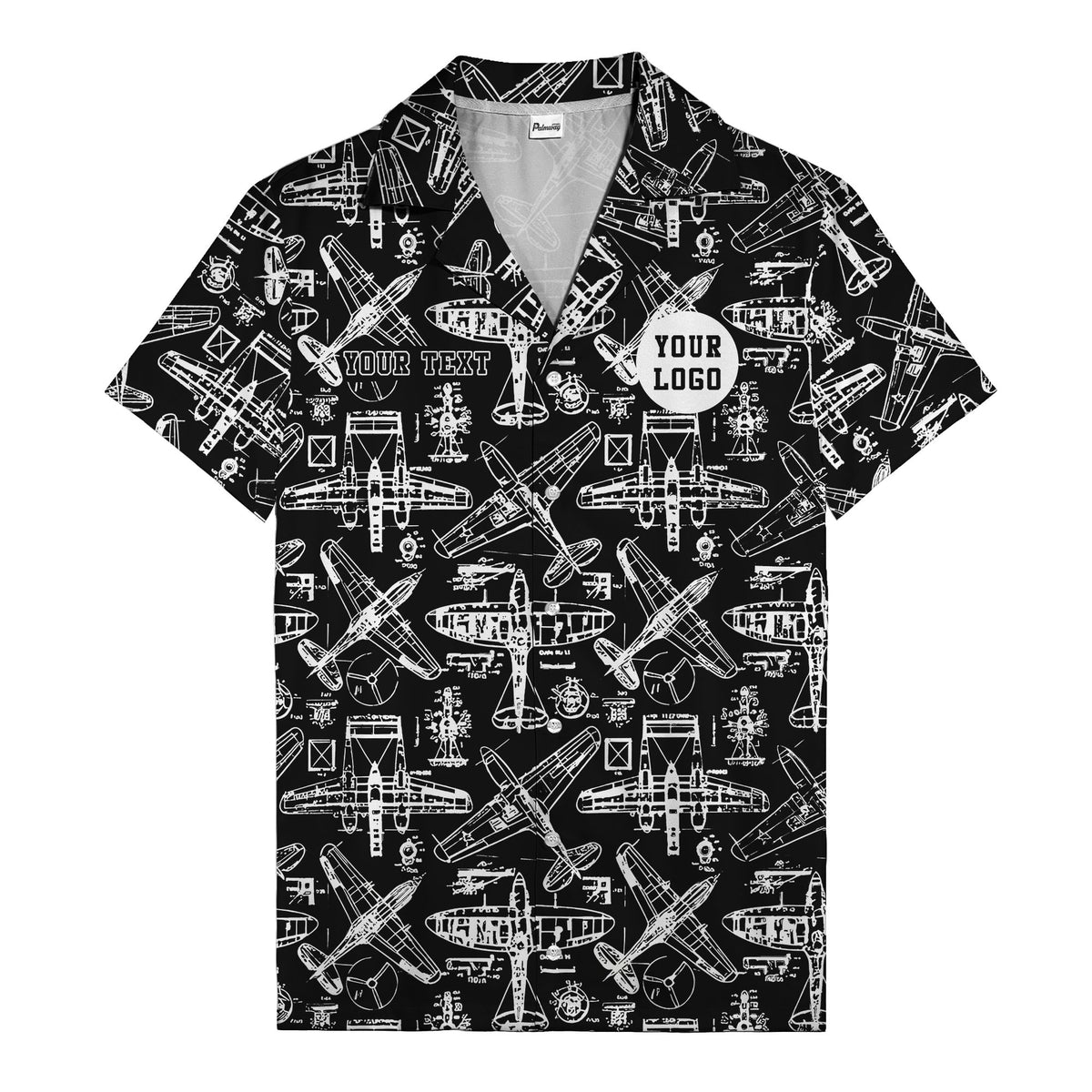 vintage airplane blueprint sketches propeller engine hawaiian shirt