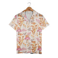 Watercolor Chanterelle Mushroom Hawaiian Shirt with Snails and Pink Leaves