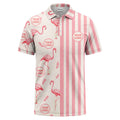 watercolor flamingos feather stripes golf polo shirt for men