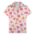 watercolor flamingos & hearts aloha hawaiian shirt