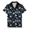 watercolor hearts & custom names hawaiian shirt for dad, navy blue