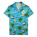 watercolor palm trees coconuts ocean waves hawaiian shirt for men
