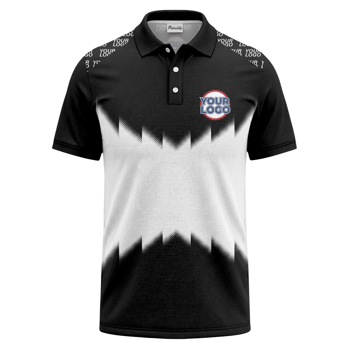 zigzag gradient custom logo polo shirt for men