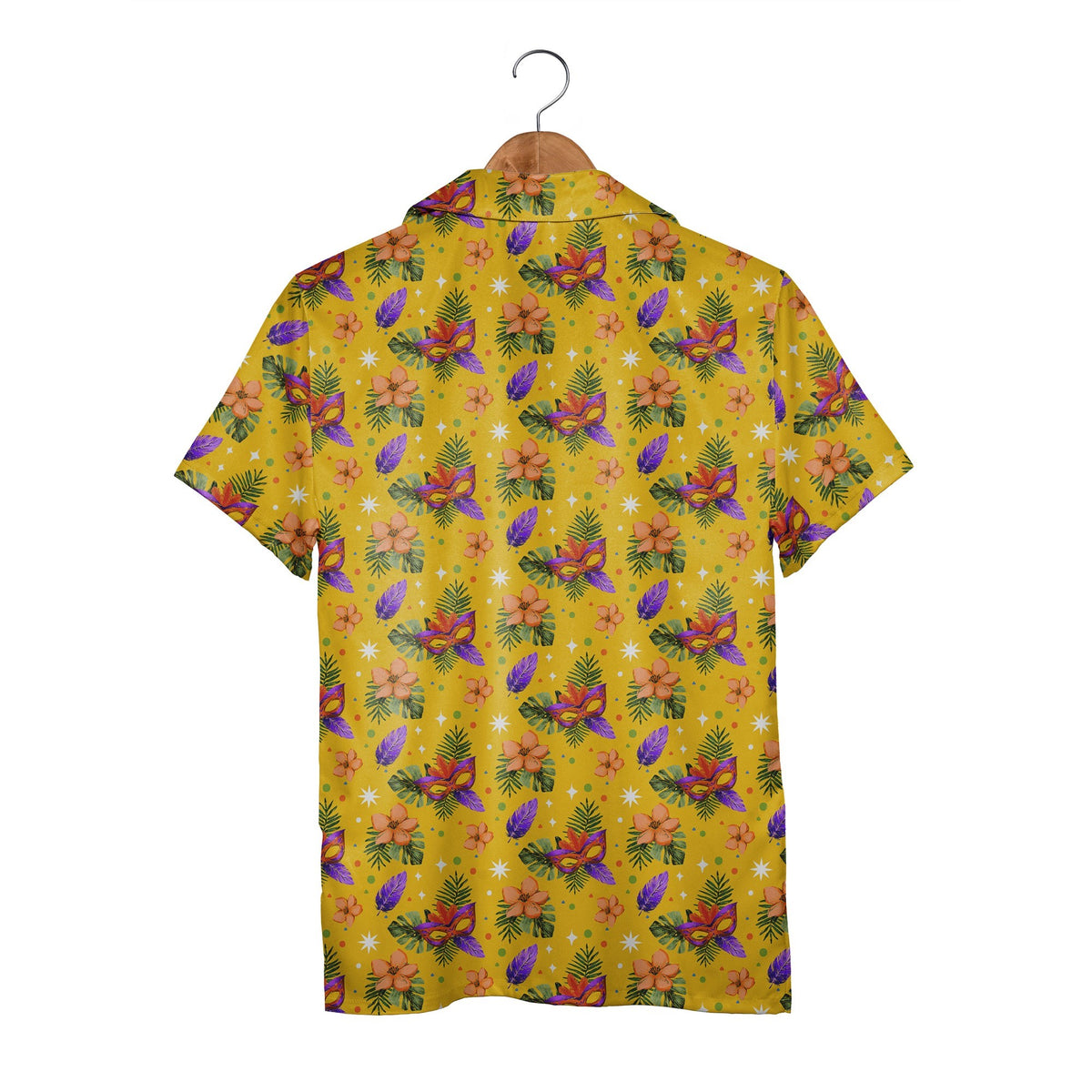 Carnival Masquerade Hawaiian Shirt with Feathered Masks and Confetti