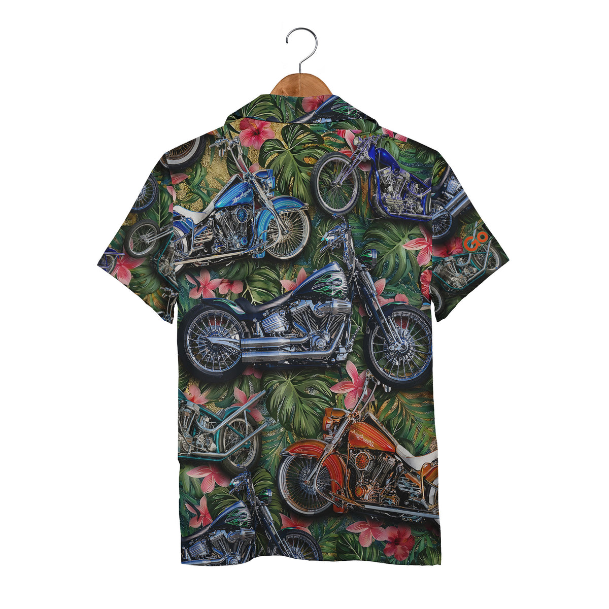 Chrome Hibiscus Biker Paradise Tropical Motorcycle Hawaiian Shirt For Men