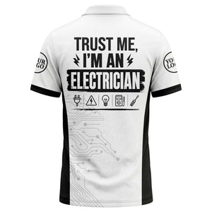 circuit board lightning bolt graphic modern tech polo shirt