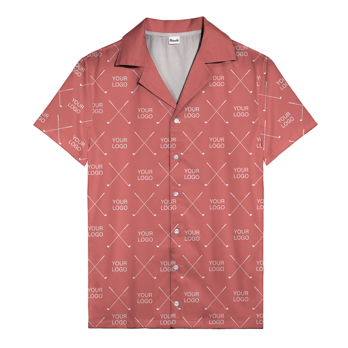 crossed golf clubs logo repeat pattern hawaiian shirt for men