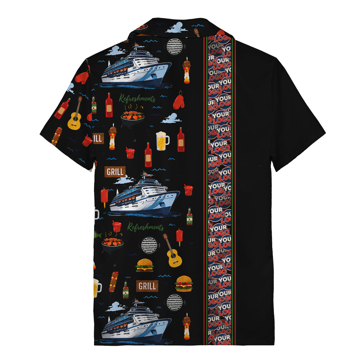 cruise ship grill & refreshments fun cartoon hawaiian shirt for men