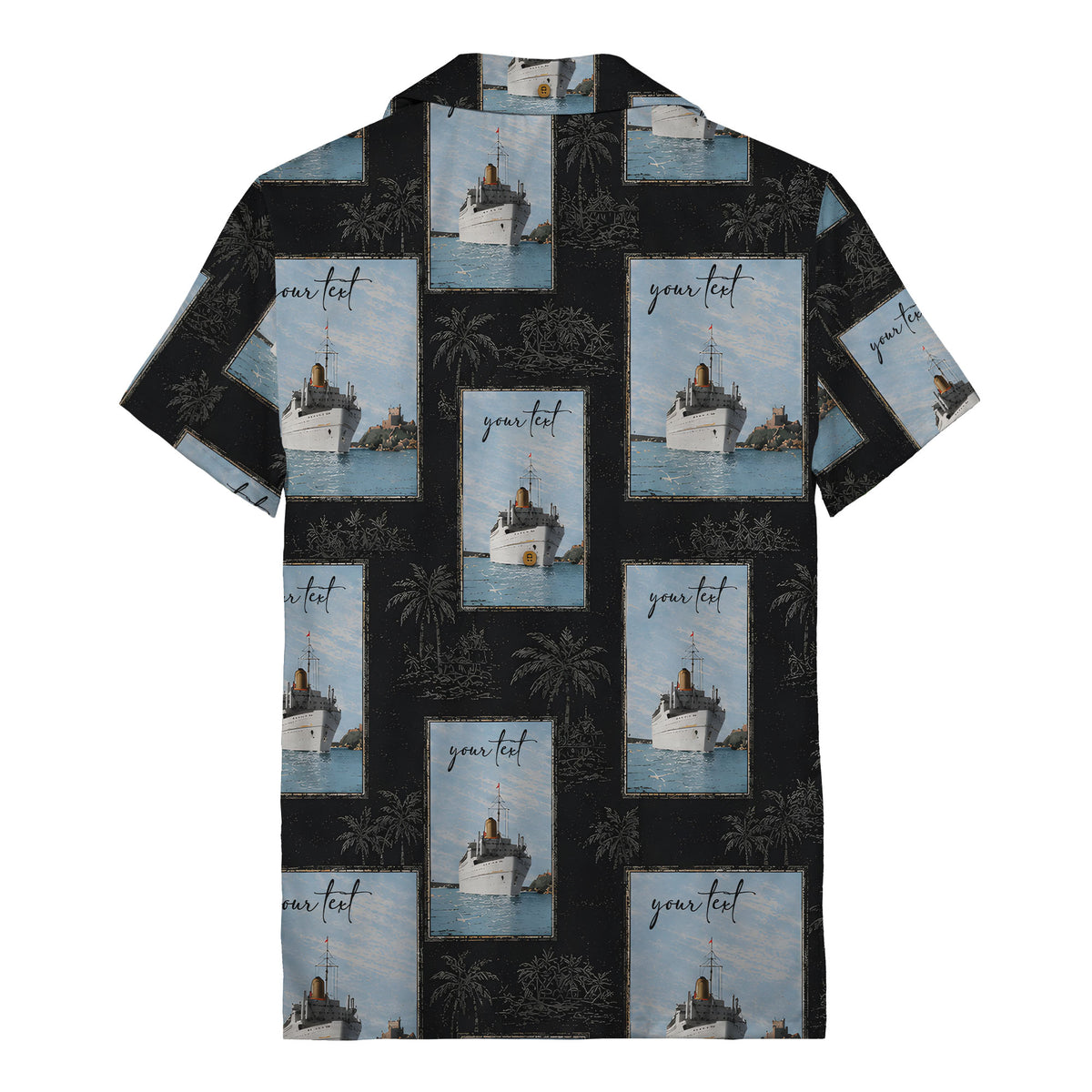 cruise ships & palm tree islands hawaiian shirt for men