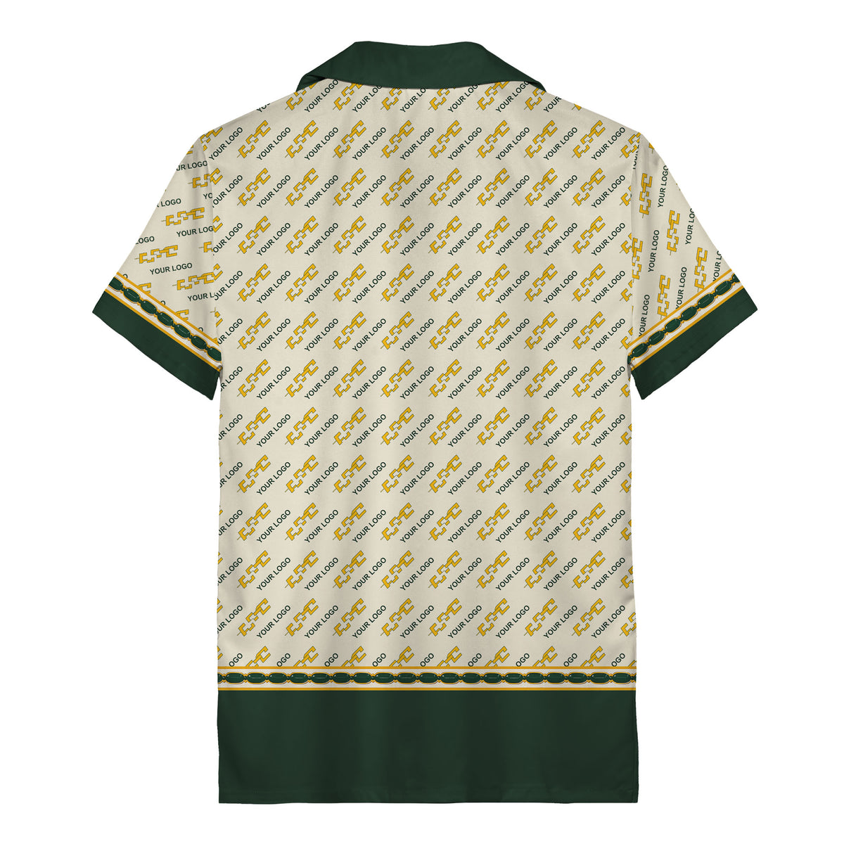 Custom Logo & Chain Link Pattern Green Gold Repeat Hawaiian Shirt for Men