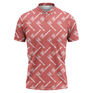 custom logo & company name repeat pattern black polo shirt for men