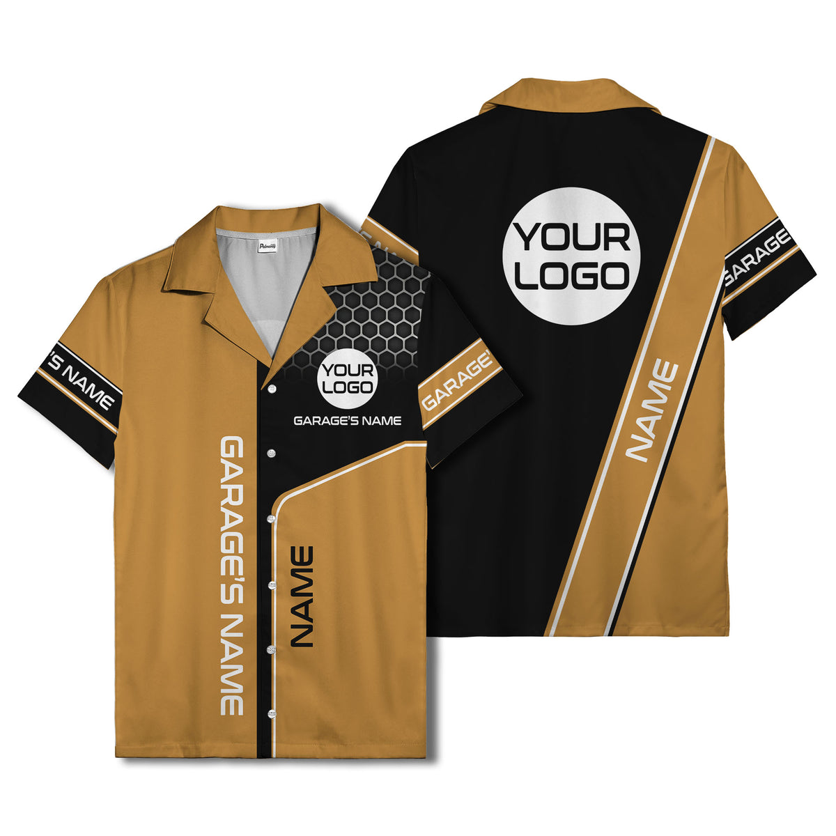 custom logo hexagonal honeycomb automotive hawaiian shirt for men