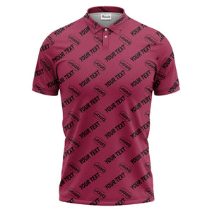custom logo & monogram text repeat pattern black polo shirt for men