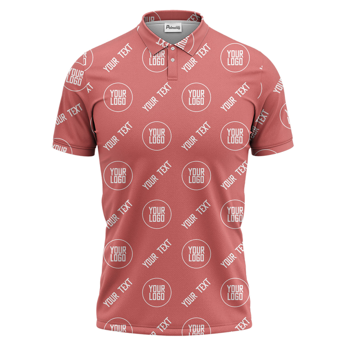 custom logo & text repeat pattern black personalized polo shirt for men