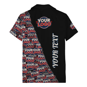 custom logo & vertical text repeat pattern hawaiian shirt
