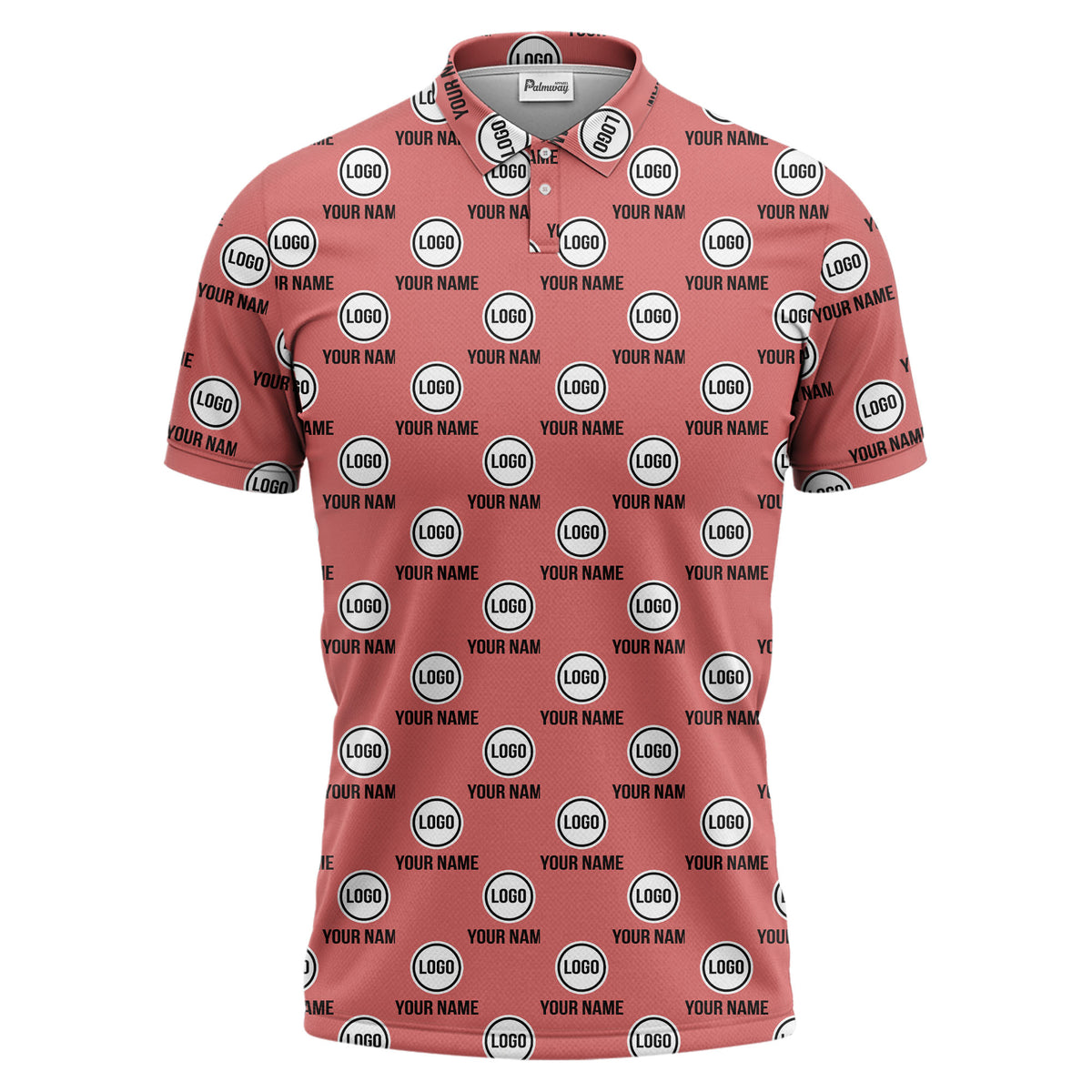 custom name & logo repeat circle pattern black polo shirt