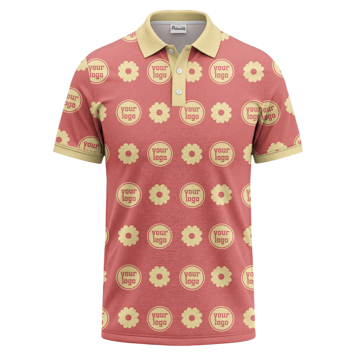 customizable daisy & monogram repeat pattern polo shirt