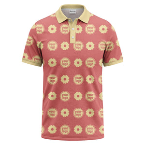 customizable daisy & monogram repeat pattern polo shirt