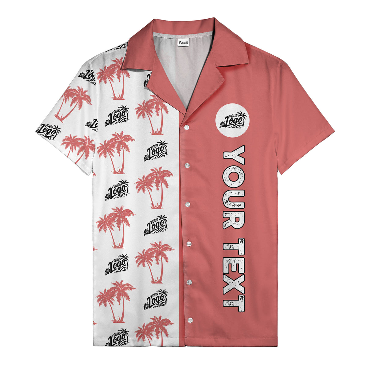 customizable palm tree & personalized text tropical green hawaiian shirt for vacation