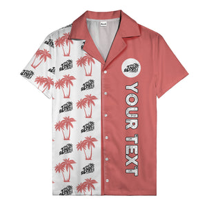 customizable palm tree & personalized text tropical green hawaiian shirt for vacation