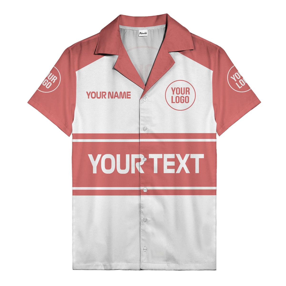 customizable text & logo horizontal stripe bowling hawaiian shirt