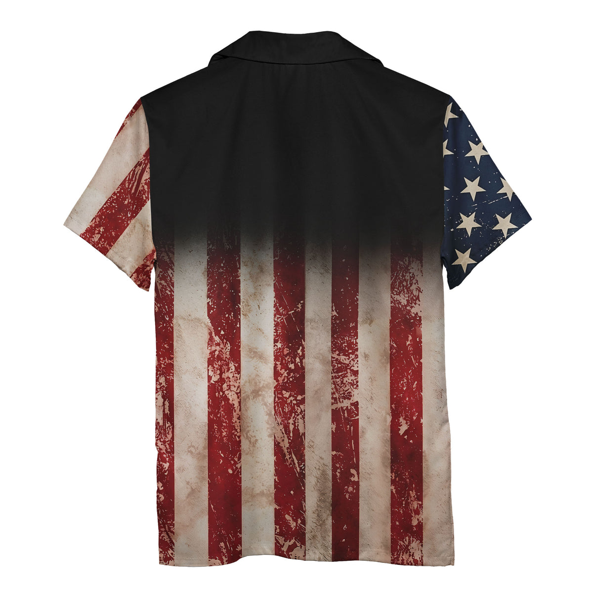 Distressed Eagle Soaring Over Vintage Flag Stars Patriotic Aloha Shirt Hawaiian Shirt
