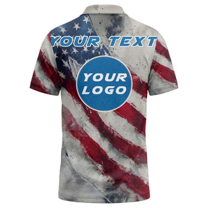 distressed watercolor stars & stripes american flag polo shirt