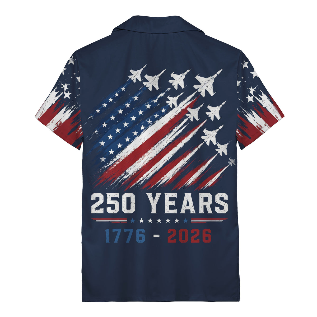 fighter jets streaking through american flag stars & stripes hawaiian shirt