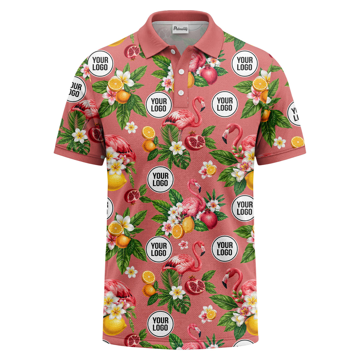 flamingo & lemon watercolor print polo shirt for men