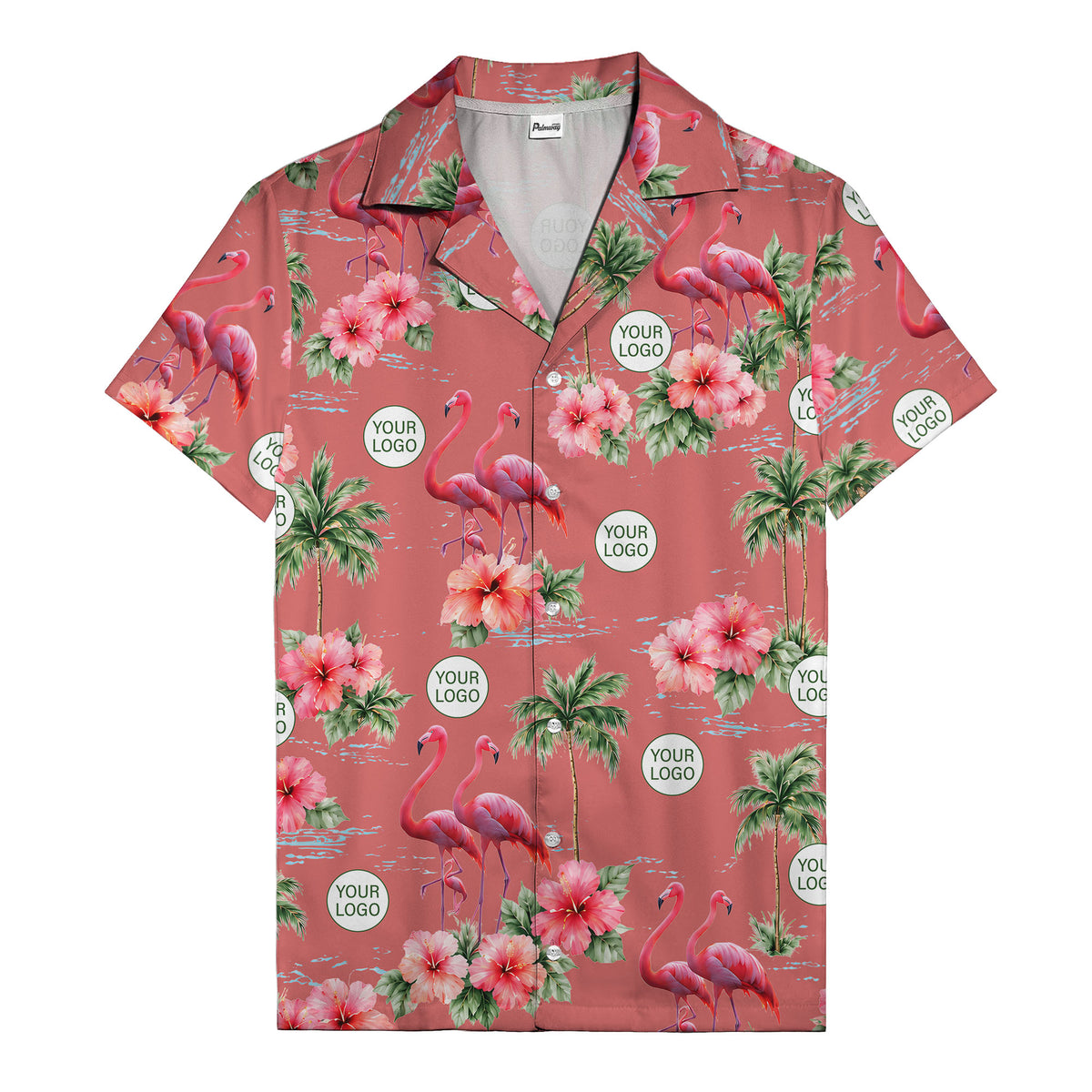 flamingo silhouettes palm trees hibiscus hawaiian shirt for men