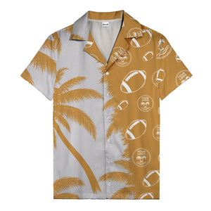 footballs & palm tree silhouettes black white graphic hawaiian shirt