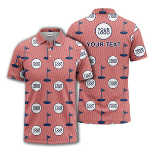 golf flag logo repeat pattern country club golf polo shirt