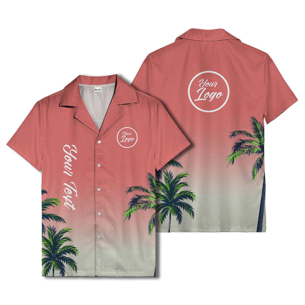 gradient palm tree silhouettes custom text hawaiian shirt for men