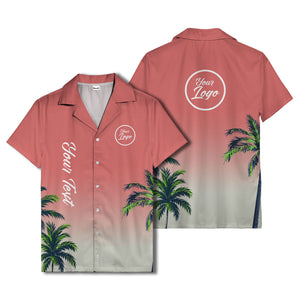 gradient palm tree silhouettes custom text hawaiian shirt for men