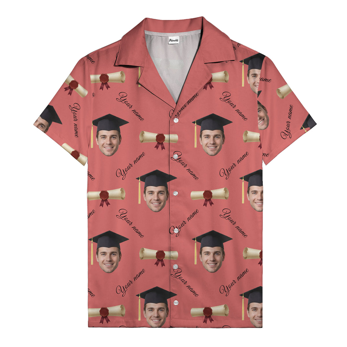 graduation caps diplomas & custom faces hawaiian shirt
