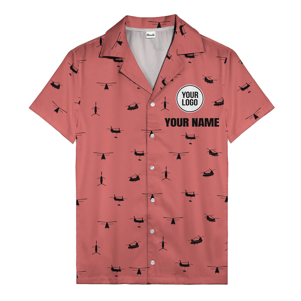 helicopter silhouette repeat military graphic hawaiian shirt for men