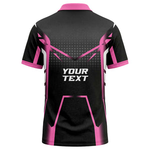 hot pink diagonal stripes & geometric lines esports polo shirt