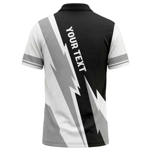 lightning bolt & geometric stripes polo shirt for men